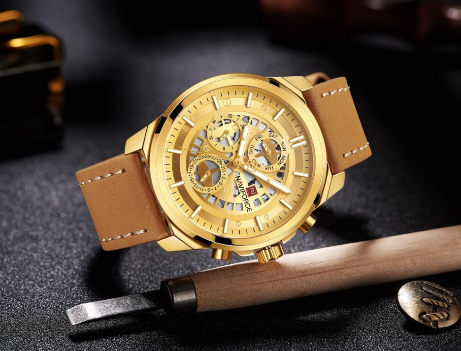 Sports Men's Leather Waterproof Date Display Casual Analog Luxury Watches Unique Design Perfect Gift