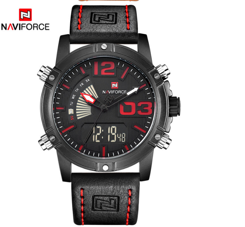 Men's Multifunction Digital Analog Waterproof Watch With Alarm And Automatic Time Zones Unique Design Excellent Gift