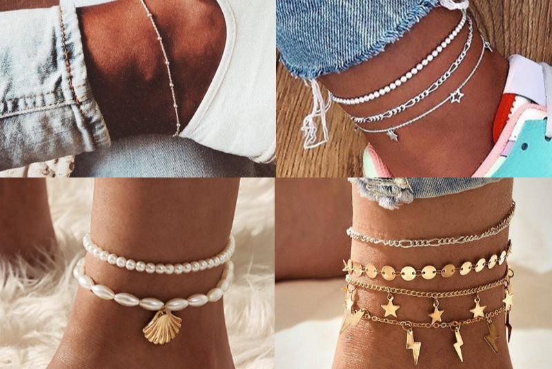 Brand NEW Handamde Luxury Bohemian Crystal Shell Anklets for Women Colorful Stone Multilayer Foot Bracelet In 19 Elegant Unique Designs