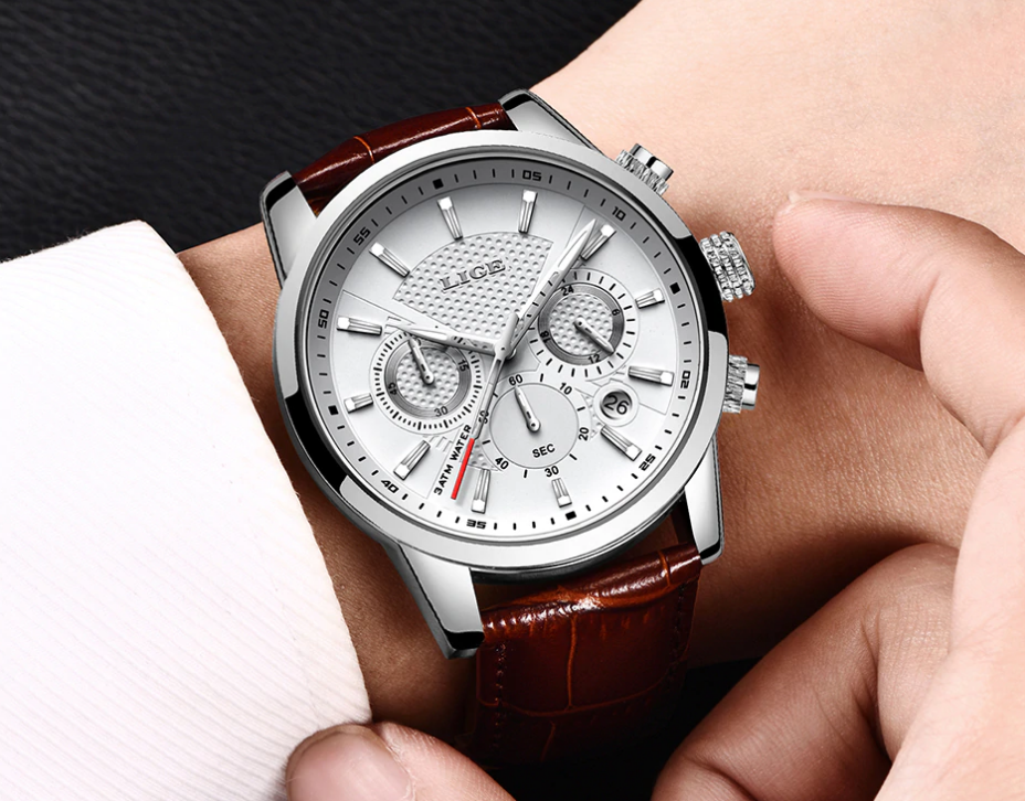 Men's  Waterproof Watch With Chronometers Day View Sport Analog Watches Excellent Look Perfect Gift For Him