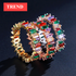 Fashion Luxury Multicolor Charm AAA Baguette Cubic Zirconia Wedding Rings for Women T Shape Stone Party Jewelry