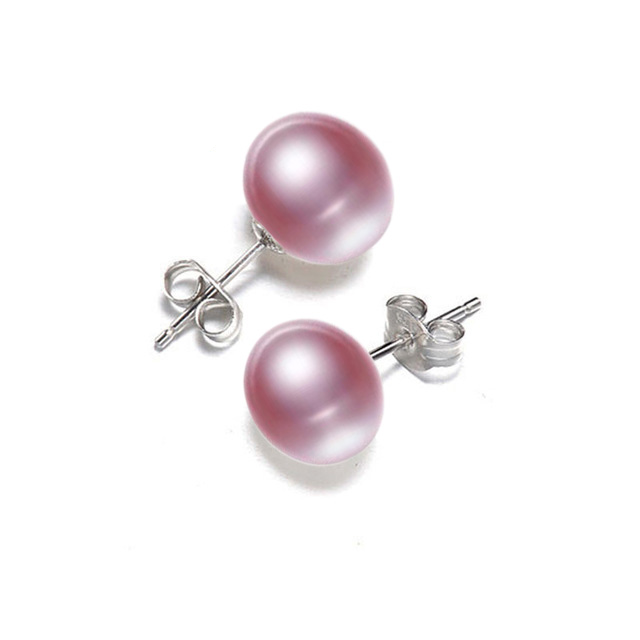 Elegant Natural Freshwater Pearl Stud Earrings Luxury For Women Real 925 Sterling Silver Epic Jewelry Gift