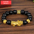 Luxury Black Obsidian Stone Beads Bracelet Gold Color Buddha Good Luck Wealth Bracelets for Women and Men