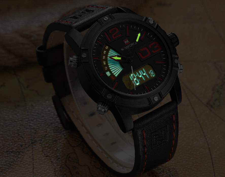 Men's Multifunction Digital Analog Waterproof Watch With Alarm And Automatic Time Zones Unique Design Excellent Gift