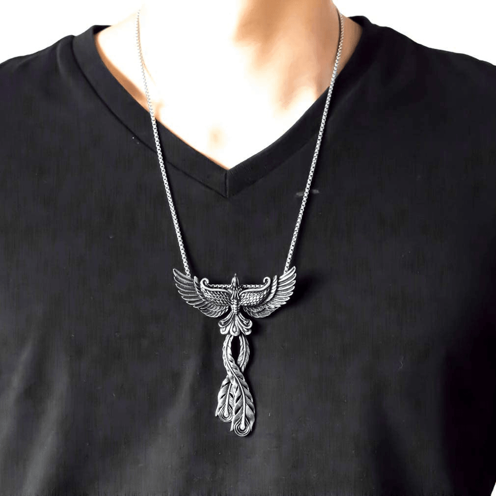 Steel Soldier 3D Design Phoenix Men Necklace With Pendant Stainless Steel Charm Choker Bird Jewelry Design