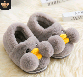 Winter Cute Cartoon Kids Soft Cotton Shoes Baby Shoe Small Yellow Duck Slippers For Children