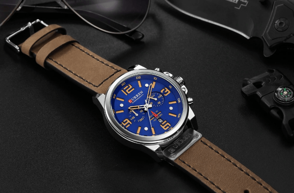 Retro  Waterproof Watch With Chronometers Steel Case And Leather Belts Unique Design Excellent Look Perfect Gift For Your Man