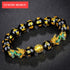 Luxury Black Obsidian Stone Beads Bracelet Gold Color Buddha Good Luck Wealth Bracelets for Women and Men