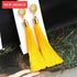 Bohemian Tassel Crystal Long Drop Earrings for Women Red Cotton Silk Fabric Fringe Earrings Fashion Woman Jewelry