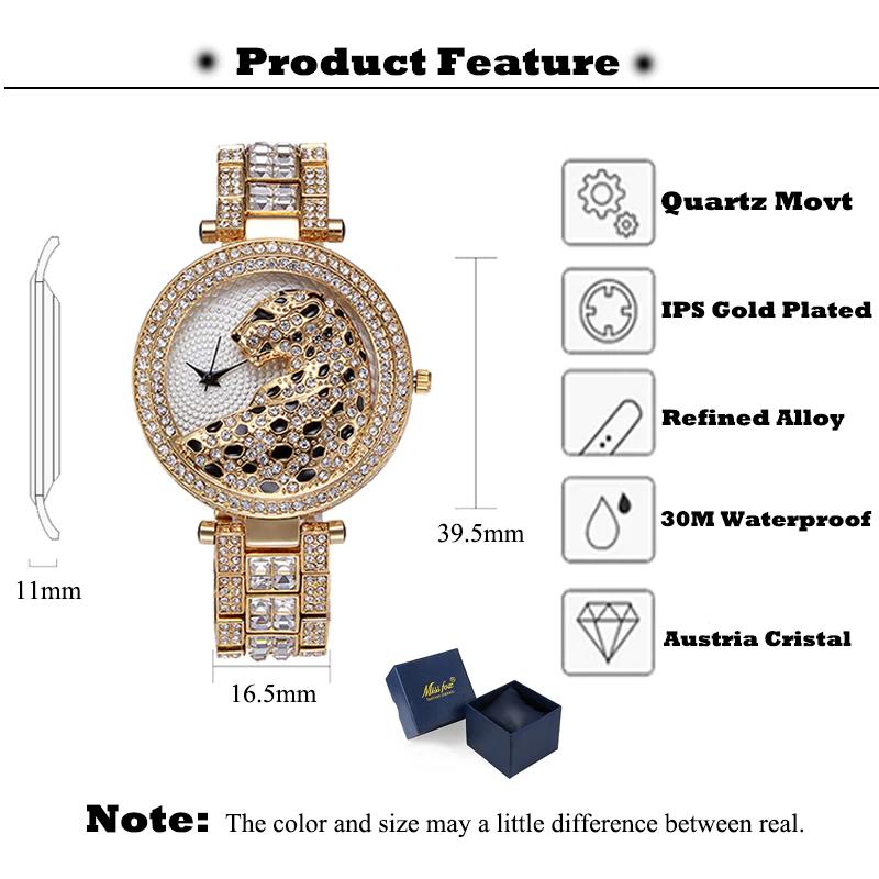 Women Quartz Watch Fashion Bling Casual Ladies Watch Female Quartz Gold Watch Crystal Diamond Leopard For Women and Girls