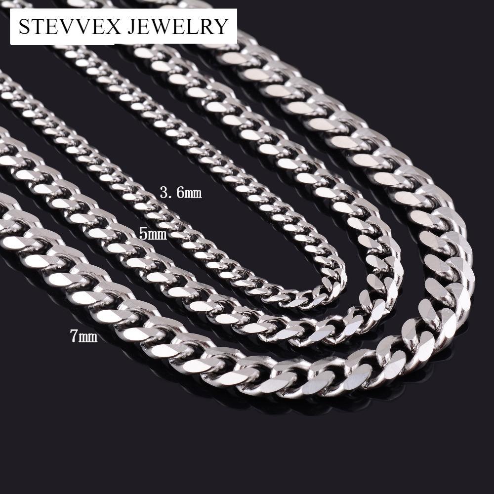 Never Fade 925 Stainless Steel  Chain Necklace Waterproof  Men Link Curb Chain Gift Jewelry