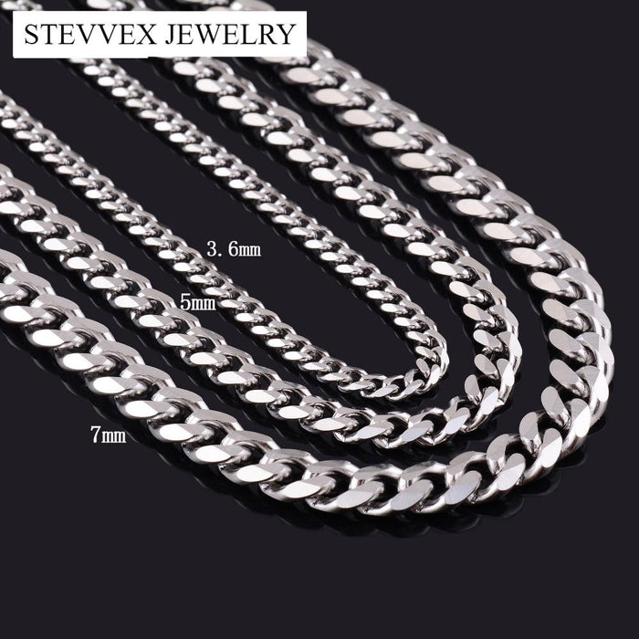 Never Fade 925 Stainless Steel  Chain Necklace Waterproof  Men Link Curb Chain Gift Jewelry