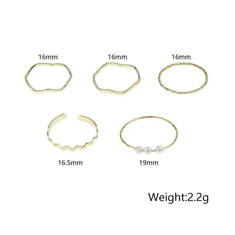 5pc Simple Fashion Pearl Zircon Metal Multilayer Ring - 2021 Ring Jewelry Trend for Party Engagement Birthday Wedding Gift for Women - ALLURELATION - 2021 trends, 571, aesthetic jewelry, aesthetic rings, Birthday gifts, Christmas gifts, earings, engagement rings, Fashion Jewelry, fashion rings, Fashion wedding rings, Gift for girlfriends, Jewelry, Jewelry for women, rings, trending jewelry, trending rings, trends 2021, Valentine's day gift, women jewelry, womens jewelry - Stevvex.com