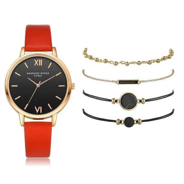 5Pcs Elegant Stylish Buckle Quartz Wrist Watch Set - Fashion Watches For Women and Girls - ALLURELATION - 578, Best choice for the gift, Best selling watches, casual and fashionable watches, casual and occasional watches, cute ladies watches, Dress Watch, fancy gift, Fashion watches, gift for birthday, gift for the anniversary, Girls watches, Jewelry Watch, luxury watches, Stylish watches, women Luxury watches - Stevvex.com