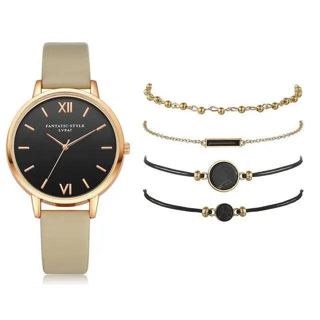 5Pcs Elegant Stylish Buckle Quartz Wrist Watch Set - Fashion Watches For Women and Girls - ALLURELATION - 578, Best choice for the gift, Best selling watches, casual and fashionable watches, casual and occasional watches, cute ladies watches, Dress Watch, fancy gift, Fashion watches, gift for birthday, gift for the anniversary, Girls watches, Jewelry Watch, luxury watches, Stylish watches, women Luxury watches - Stevvex.com