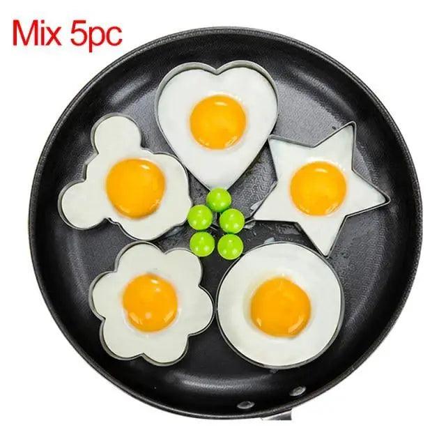 5Pcs Stainless Steel Fried Egg Mold Pancake Mould Omelette Mold Ring Cooking Fried Egg Bento Shaper Kitchen Gadget