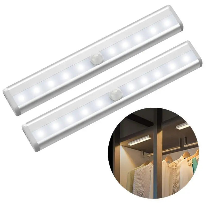 6/10 LEDs PIR LED Motion Sensor Light Cupboard Wardrobe Bed Lamp LED Under Cabinet Night Light For Closet Stairs Kitchen - Stevvex - - Stevvex.com