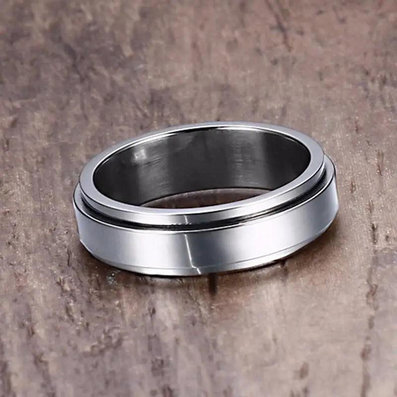 6/8mm Stainless Steel Stress Release Spinner Classic Band Ring for Men Accessory - Casual Sport Jewelry - 7 / 6mm