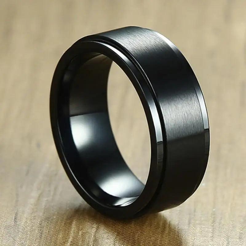 6/8mm Stainless Steel Stress Release Spinner Classic Band Ring for Men Accessory - Casual Sport Jewelry - 7 / 8mm Black