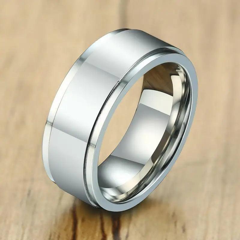 6/8mm Stainless Steel Stress Release Spinner Classic Band Ring for Men Accessory - Casual Sport Jewelry - 7 / 8mm