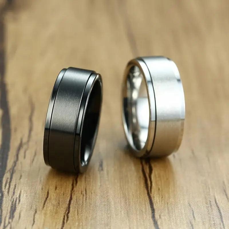 6/8mm Stainless Steel Stress Release Spinner Classic Band Ring for Men Accessory - Casual Sport Jewelry - ALU133GUREEF