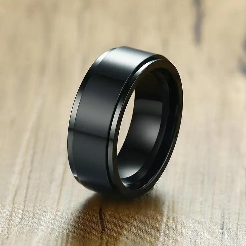 6/8mm Stainless Steel Stress Release Spinner Classic Band Ring for Men Accessory - Casual Sport Jewelry - 7 / 8mm