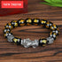 Luxury Black Obsidian Stone Beads Bracelet Gold Color Buddha Good Luck Wealth Bracelets for Women and Men