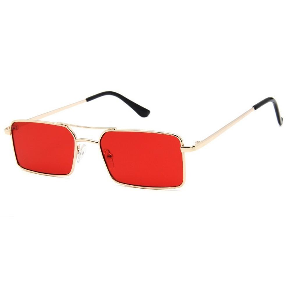 Luxury Famous Retro Modern Square Unisex Men and  Women‘s Sunglasses  With Alloy Metal Small Frame With Clear Double Bridge Men's Sunglasses