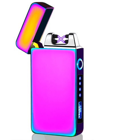 Lighter - Electric Lighter Modern Metal Windproof Double ARC Plasma Lighter USB Rechargeable with Battery Indicator