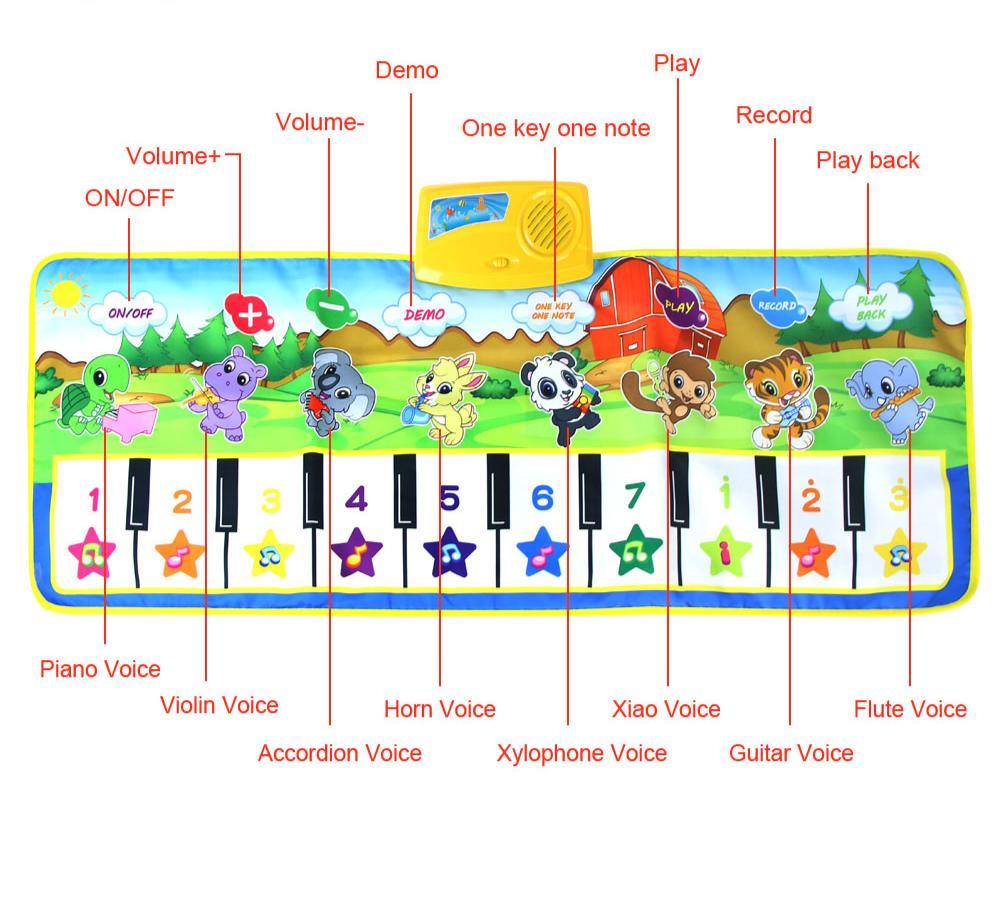 Baby Mat Musical Carpet Music Mat Piano Mat & 8 Instrument Tone Early Educational Toys For Kids Piano