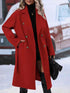 Womens Winter Coat Trend Lapel Double-breasted Trench Coat With Belt Winter Fashion Solid Color Long Jacket Outwear Women Clothing Notched Lapel Collar Double Breasted Pea Coat Winter Wool Blend Over Coats Long Jackets