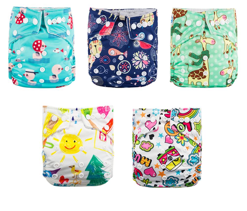 Modern Luxury Printed Baby Nappy 5pcs/Lot Washable Diapers Good Quality Pocket Diaper For Kids