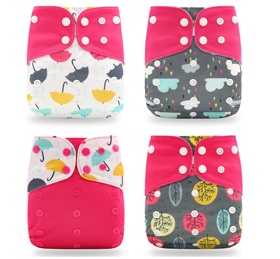 4PCS/SET Washable Eco-friendly Diaper Ecological Adjustable Nappy Reusable Cloth Diapers Set For Baby and Kids