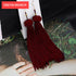 Bohemian Tassel Crystal Long Drop Earrings for Women Red Cotton Silk Fabric Fringe Earrings Fashion Woman Jewelry