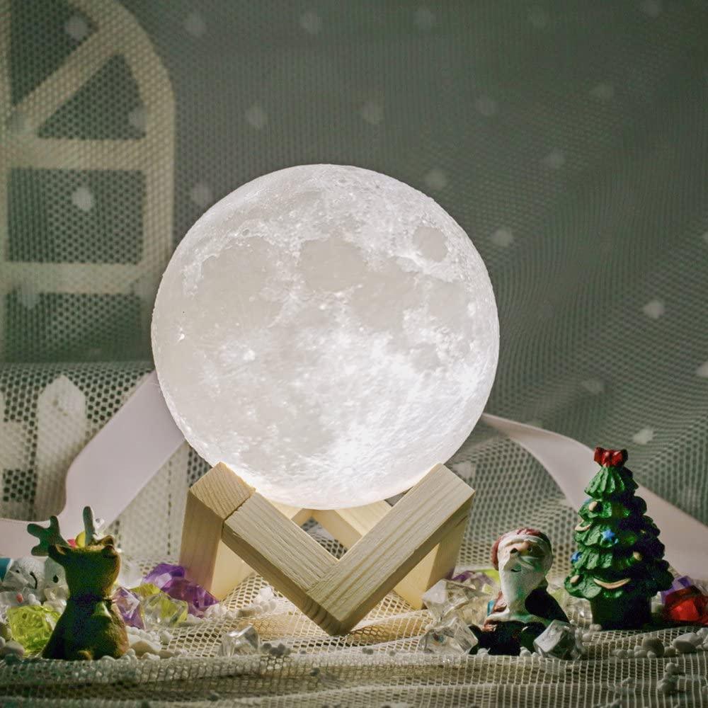 Moon Lamp Moon Light Night Light for Kids Gift for Women USB Charging and Touch Control Brightness 3D Printed Warm and Cool White Lunar Lamp