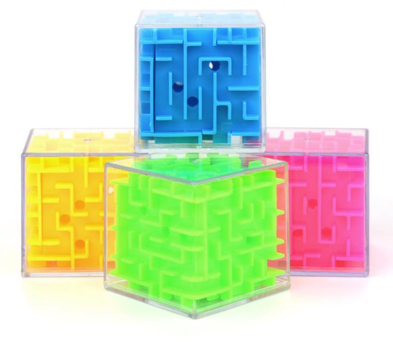 3D Maze Magic Cube Transparent Six-sided Puzzle Speed Cube Rolling Ball Game Maze Toys for Children Educational