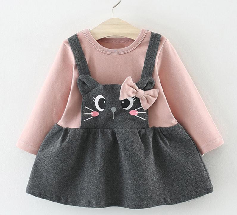 Baby Girls Dresses with Bag-Kids Clothes Baby for Birthday Party Princess Dress In Cat Modern Design