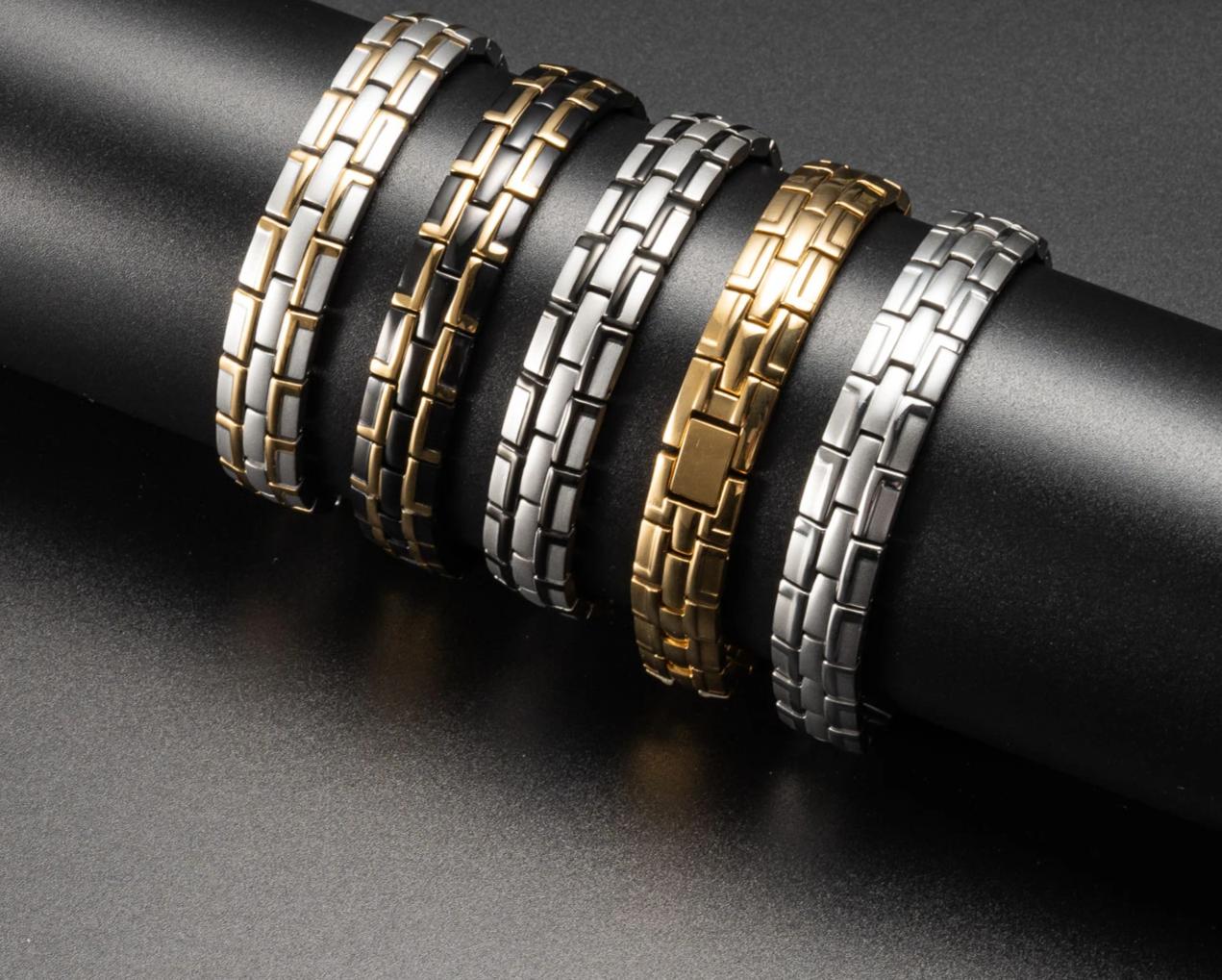 Trendy Men's Bracelet Stainless Steel Magnetic Bracelet Golden Magnet Bracelet For Men and Women