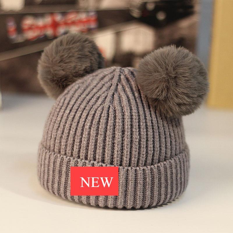 Modern Trend New Baby Beanies Hats Children Knitted Pompom Winter Autumn Cute Cap  Warm Girl Hat With Two Balls