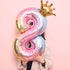 Luxury Gradient Modern 32inch Rainbow number Foil Balloons For Birthday party Decorations Kids Rose Ballons With Crown From 0-9 Numbers