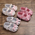 Sweet Princess White Floral Baby Girls Cotton Crib Shoes Soft Sole Anti-slip Elegant Design Shoes For Baby Girls