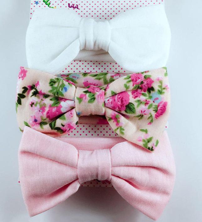 Modern 3Pcs Set Elastic Baby Headband Cute Bow Knot Kids Hair Bands For Newborn Baby Girl