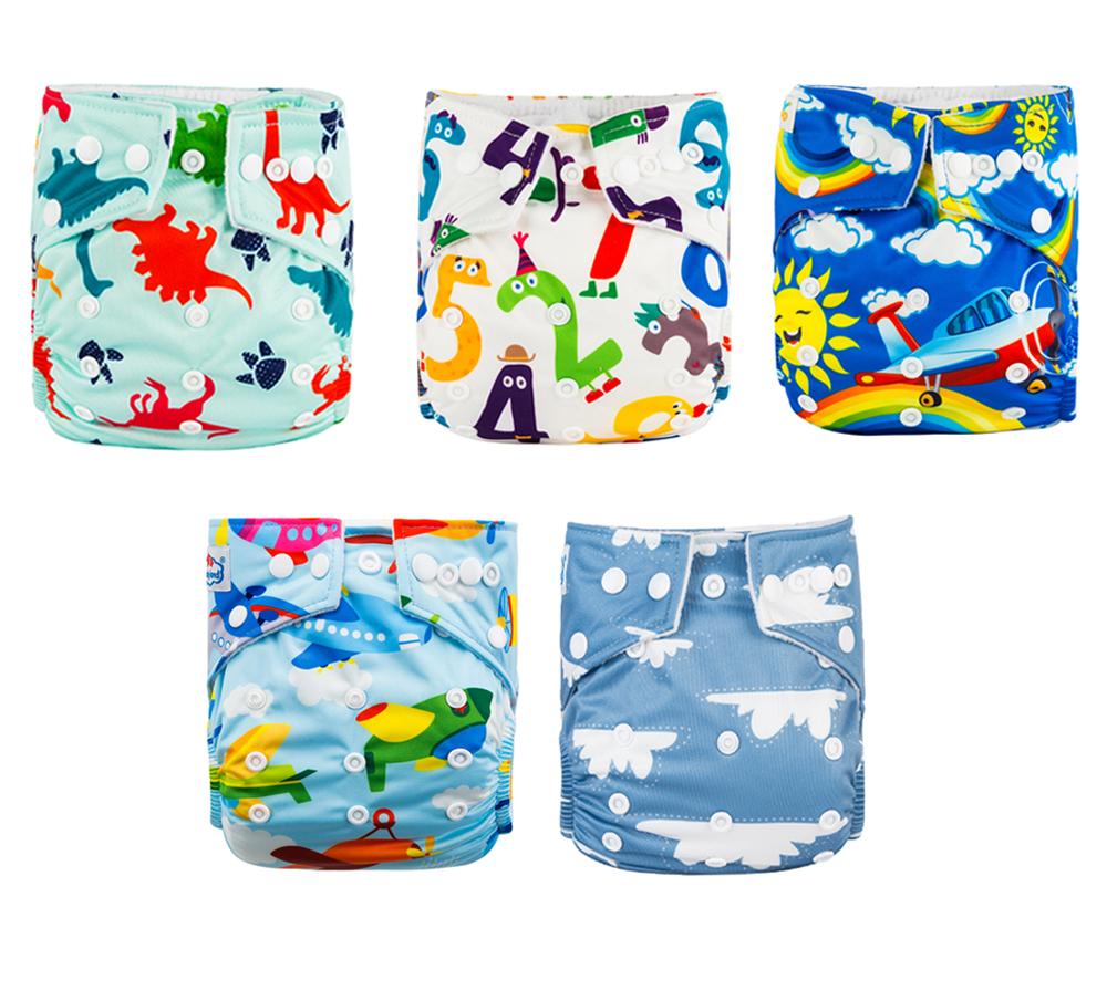 Modern Luxury Printed Baby Nappy 5pcs/Lot Washable Diapers Good Quality Pocket Diaper For Kids