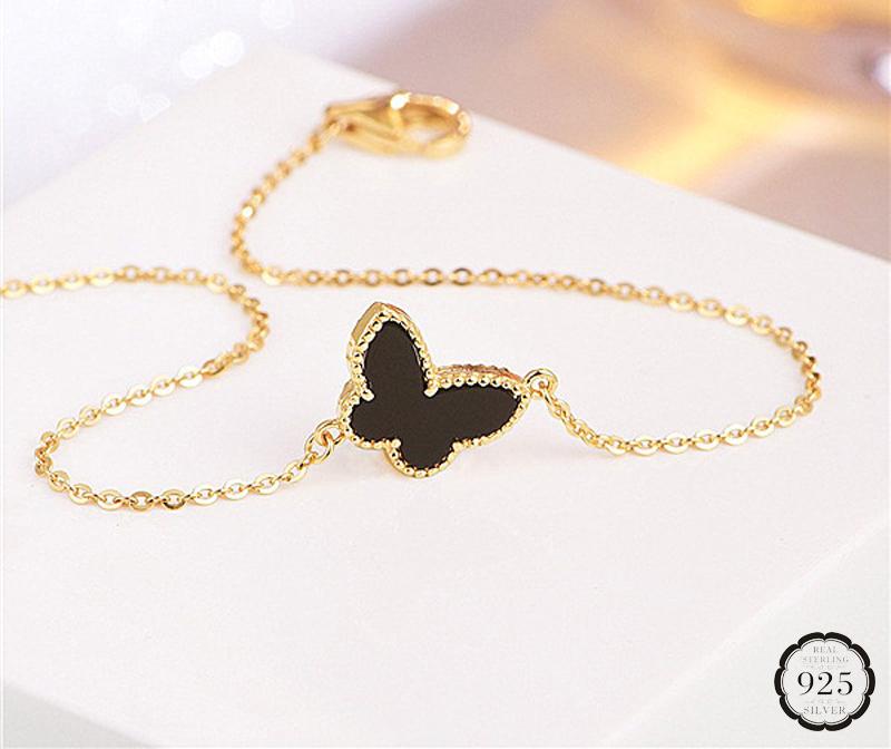 New Modern Fashion Gold Bracelet For Girl Elegant 925 Silver Jewelry Butterfly Shaped Bracelets Luxury For Female Wedding Party Ornament