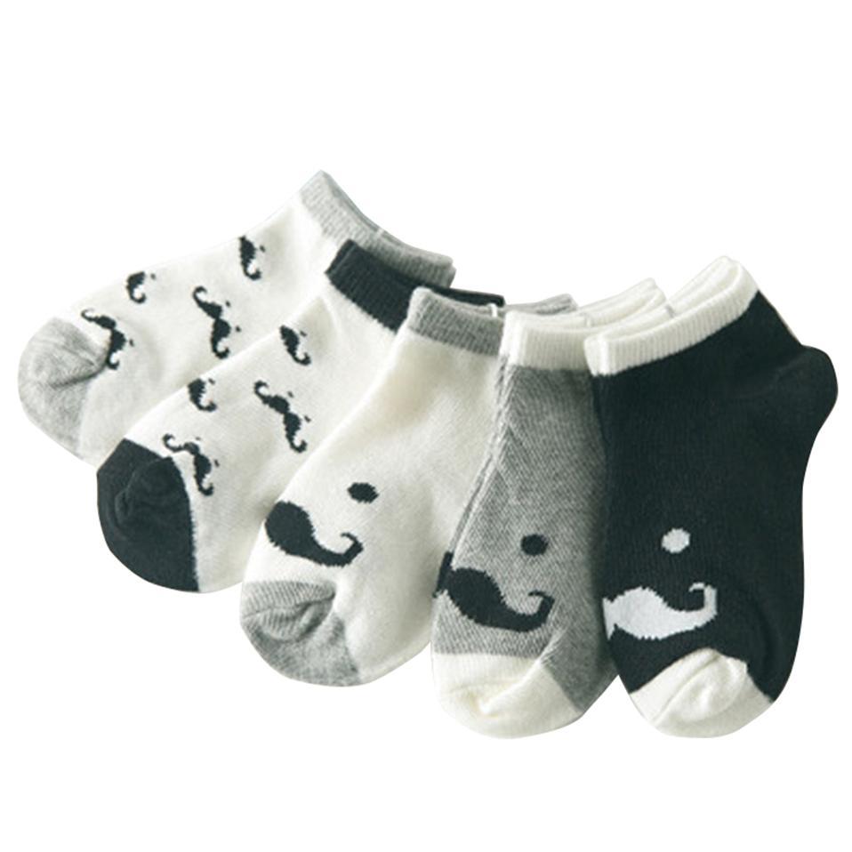 5 Pair Cotton Mustache Printing Socks Baby Girls & Boys For 1-3 Year Elastic Warm And Comfortable Kids Sock