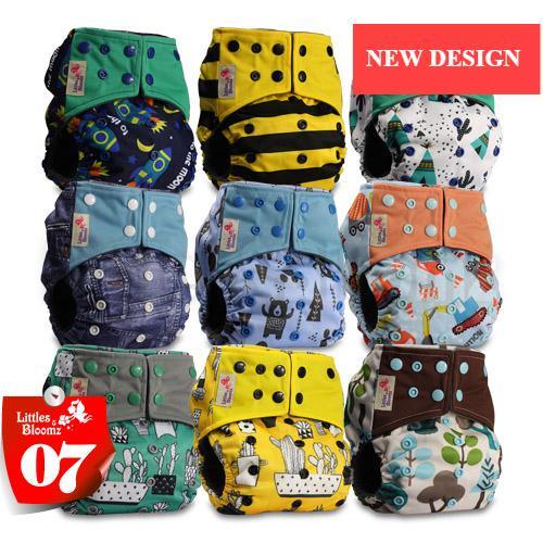 Modern 9/6PCS Set Bamboo Charcoal Washable Real Cloth Pocket NappiesFor Baby Boys and Girls Diaper Set In Modern Design