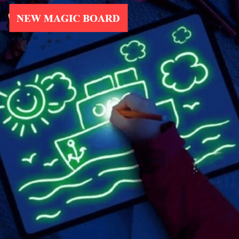 A3 A4 A5 Kids Luminous Drawing Board with Light-Fun Magic Sketchpad Draw Tablet Fluorescent Pen Russian English Light Up Toys