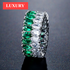 Fashion Luxury Multicolor Charm AAA Baguette Cubic Zirconia Wedding Rings for Women T Shape Stone Party Jewelry