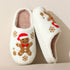 Christmas Slippers Gingerbread Slippers Women and Men Holiday Halloween Slippers Indoor Bedroom Fluffy Warm Fleece Slippers Winter Soft Cozy Home Non-Slip Soft Plush Slip-on Wool Lined House Shoes