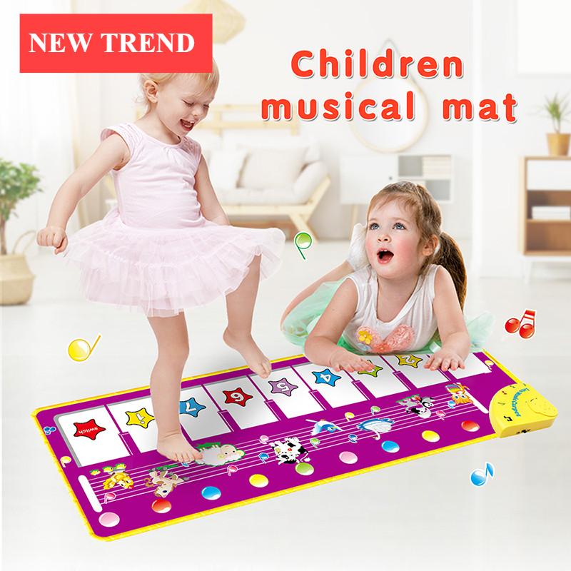 Music Carpets Piano Mats Music Touch Play Keyboard with 8 Demo Songs Baby Animals Educational Toy for Kids